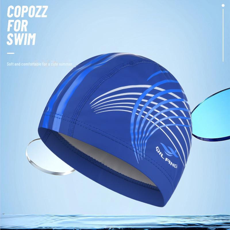 Шапочка для плавания унисекс для взрослых с длинными волосами - модный принт, удобная защита ушей, водонепроницаемая ПУ M016