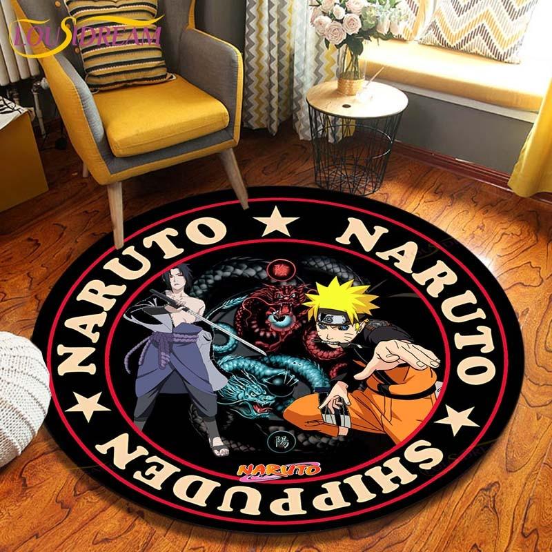 Круглый ковер в стиле аниме «Наруто», напольный коврик для спальни, фланелевый ковер с животными, противоскользящий детский игровой коврик, декоративные коврики для детской комнаты
