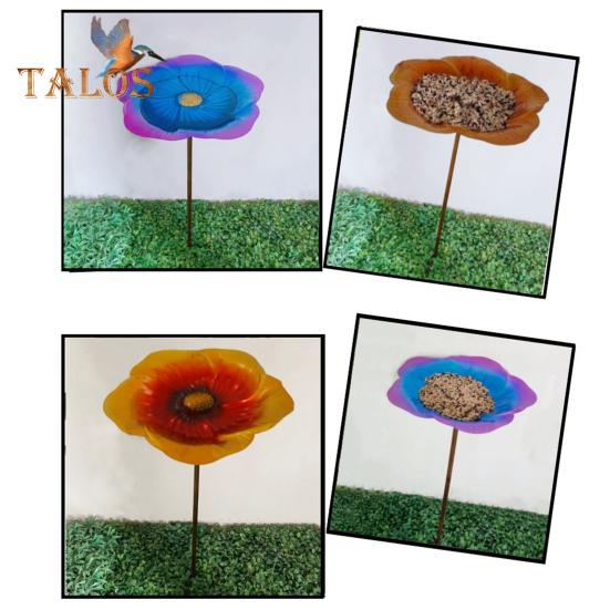Bee Watering Station with Metal Stake Vivid Flower Design Simple Installation Hummingbird Food Holder Bird Feeder Decoration