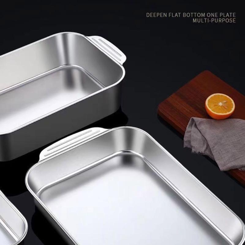 Large Capacity Tray Roasting Tray Roasting Plate Kitchen Bakewares StainIess Steel Material Suitable for Outdoor Picnics