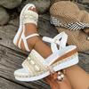 Fashion Plus Size Wedges Bohemian Sandals for Women Summer 2025 Platform Thick Bottom Sandles Woman Embroidery Lightweight Rome Sandals