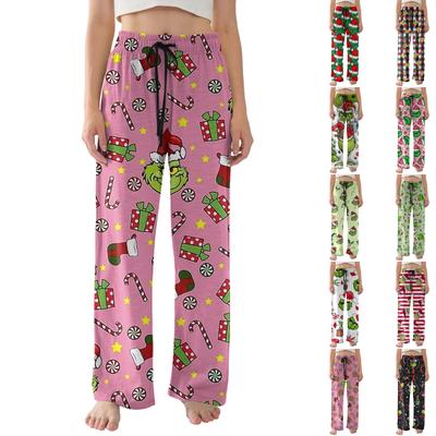 Женские пижамные брюки Легкие Повседневные Удобные Брюки Палаццо Одежда для сна Домашняя одежда Брюки с карманами