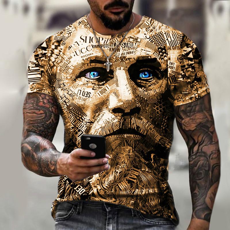 Summer Round Neck 3D Art Print Top Fashionable Casual Short Sleeved Men's T-shirts