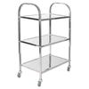 Трехъярусная сервировочная и хозяйственная тележка из нержавеющей стали