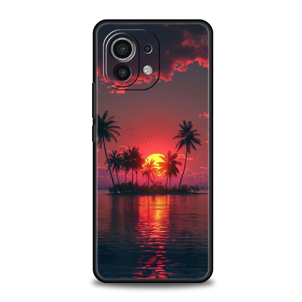Чехол для телефона для Xiaomi Mi 15 14 14T 13T 12T Pro 12 13 11 Lite 5G 11T X6 X5 Pro Чехол Летний Пляжный Пейзаж на Закате на море Пальма