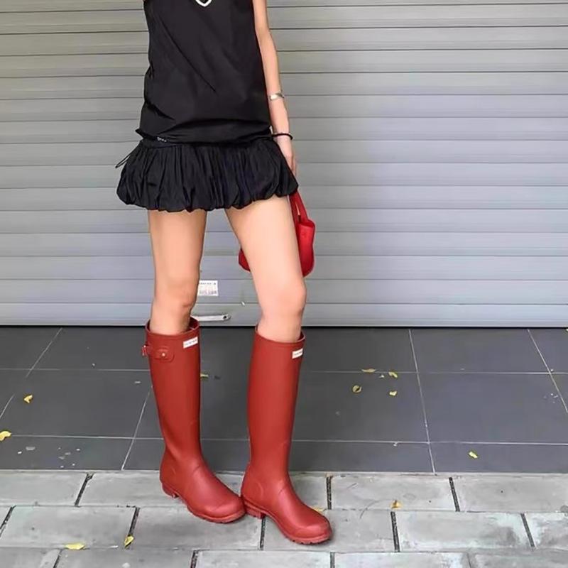 2025 резиновые сапоги~ кожаные ботинки на платформе детские зимние новая мода круглый носок рыцарские сапоги сапоги сапоги высокие сапоги