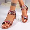 Braided Ankle Strap Roman Sandals for Women Summer 2025 Bohemian Printed Flat Sandals Woman Plus Size Casual Outdoor Beach Shoes