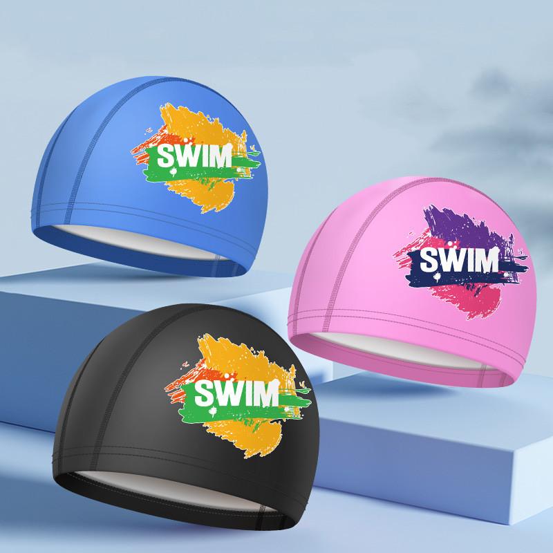 ПУ водонепроницаемые шапочки для плавания длинные волосы защита ушей удобная шапочка для плавания большой размер для взрослых печатная шапочка для плавания аксессуары для бассейна