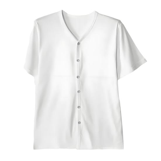 Men Button Down T-shirt Solid Color V-Neck Short Sleeve Tee Shirt Summer Casual