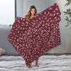 Soft Cozy Watercolor Floral Fleece Blanket Throw for Women Girls Sofa Bed Decoration Gift