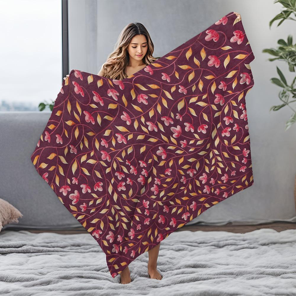 Soft Cozy Watercolor Floral Fleece Blanket Throw for Women Girls Sofa Bed Decoration Gift