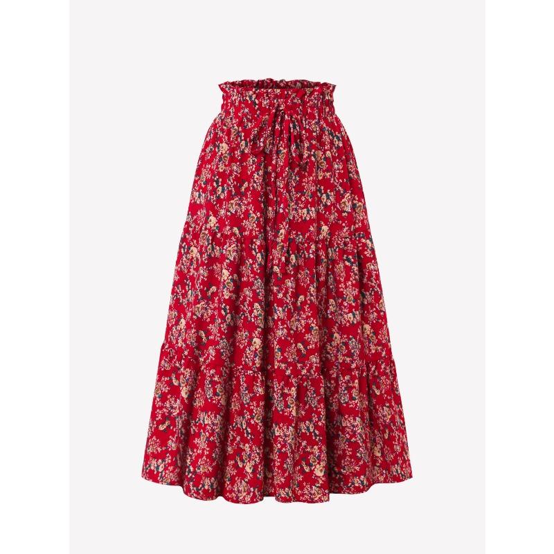 YYFS Женские повседневные юбки с цветочным принтом на лето и весну