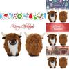 Adorable Plush Highland Cow Decorative Figure With Brown And White Facial Features