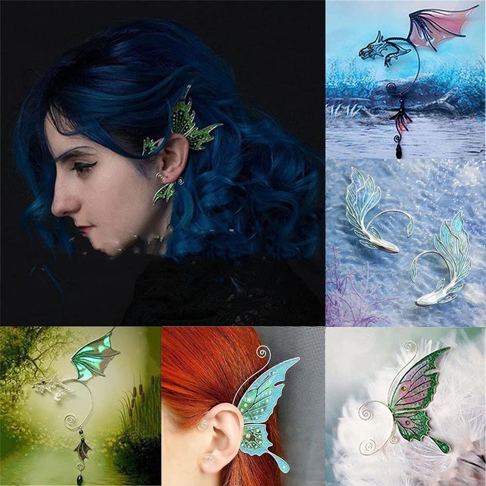 Крылья феи, стильные ювелирные изделия, рукава для ушей бабочки, серьги с ушками дракона, серьги на козелке, крылья эльфа, манжеты для ушей