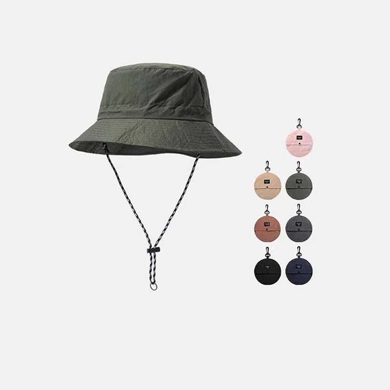 1PC Four Seasons Folding Fisherman Hat, Multi-Functional Outdoor Fishing Hat with Drawstring Closure, Quick Drying, Sunscreen Cap, Black