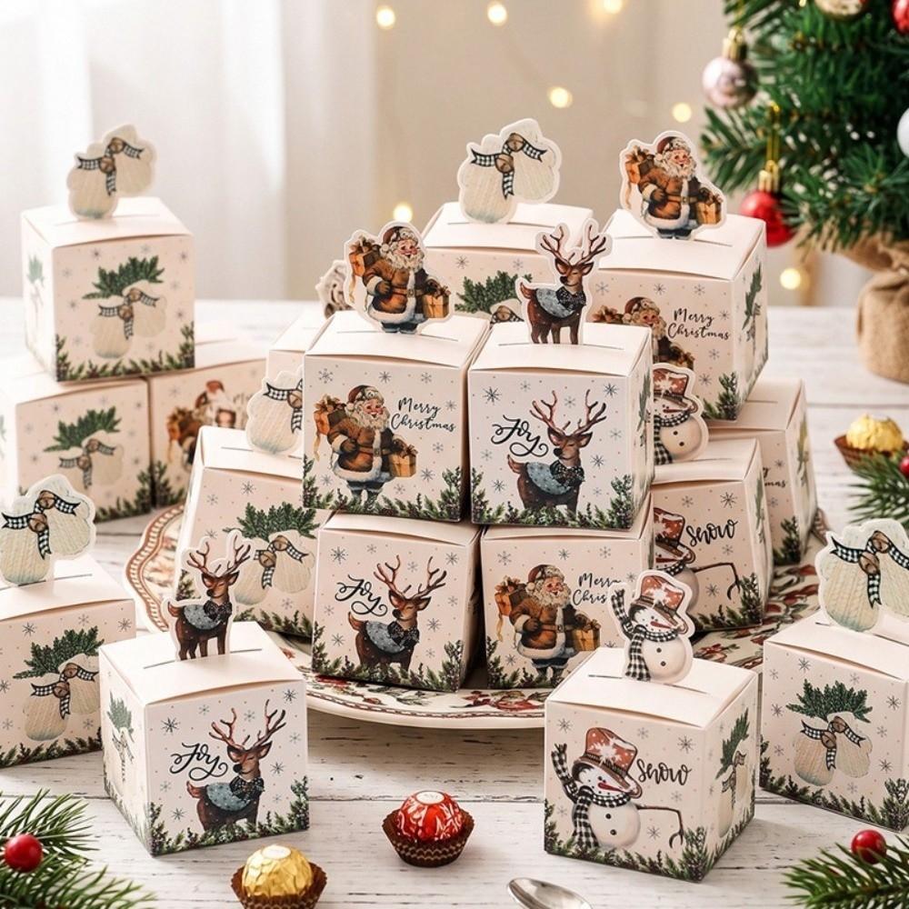 24-Pack Paper Christmas Gift Treat Box Table Ornament Xmas Dessert Box for Holiday Celebration