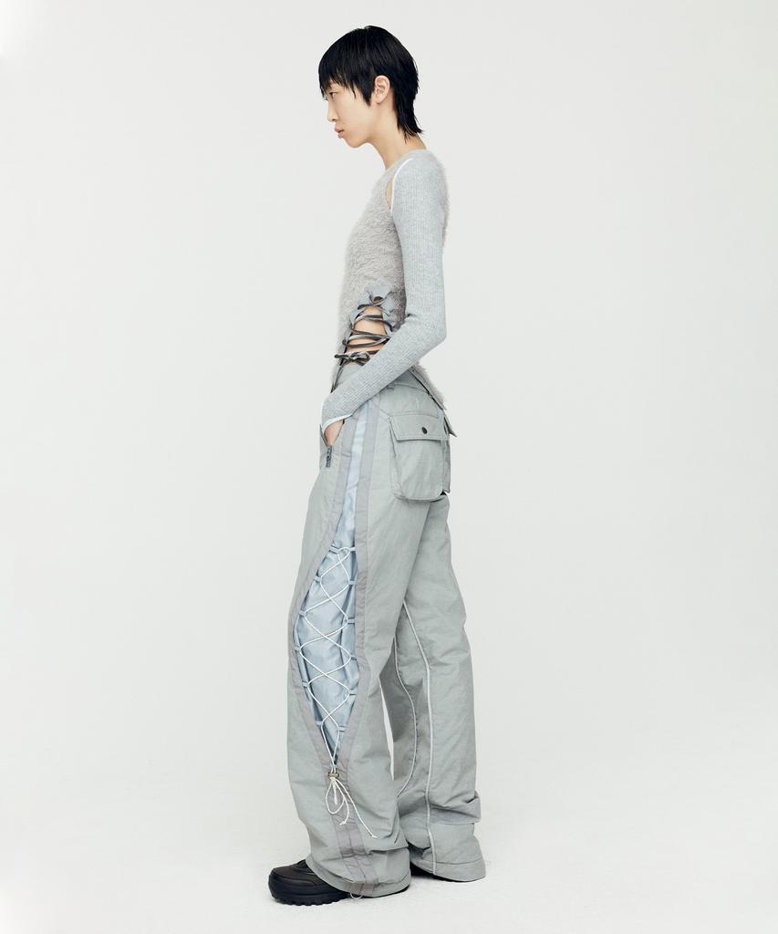 ADSB ANDERSSON BELL Cracked Padded Lace-Up Wide Pants Apa770W(Grey)