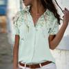 Casual Short Sleeve Print Shirt Women Spring Loose Vintage Blouses Women Tops Fashion Office Button Up Female Shirts