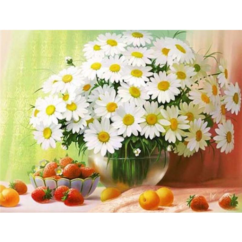 5D DIY Diamond Painting Pretty Decorative Flowers Diamond Embroidery Cross Stitch Kit Full Rhinestone Mosaic Home Decor