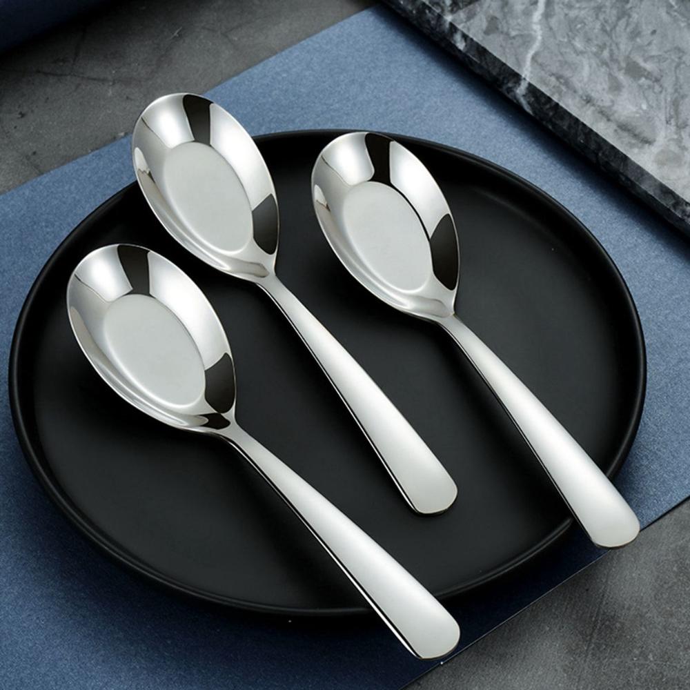 Home Cooking Stainless Steel Kitchen Soup Spoon Flatware Dinner Scoop Tableware