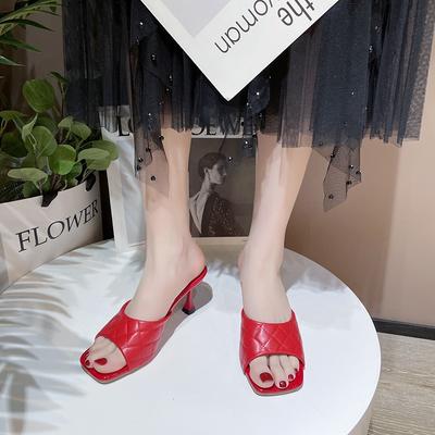 Мода Плюс Размер 2025 Лето Шитье Женские Шлепанцы с Квадратным Носком Уличные Лаконичные Шлепанцы на Тонком Каблуке для Модного Повседневного Платья Сандалии