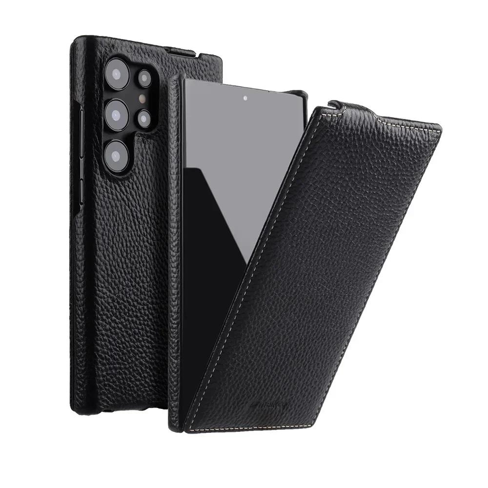 Melkco Беспроводная Зарядка Чехол из Коровьей Кожи Для Samsung Galaxy S26 Ultra S26 Plus 5G Премиум Вертикальный Флип Чехол для Мобильного Телефона