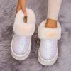 Fashion Fashion Silver Sequins Snow Boots for Women Winter 2024 Thick Sole Cozy Warm Cotton Shoes Woman Platform Faux Fur Ankle Booties