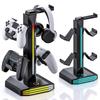 Универсальный игровой контроллер Совместимый с и с RGB подставкой для наушников и настольным черным держателем, PS5, Xbox, Switch, Многоцветное освещение, Органайзер,
