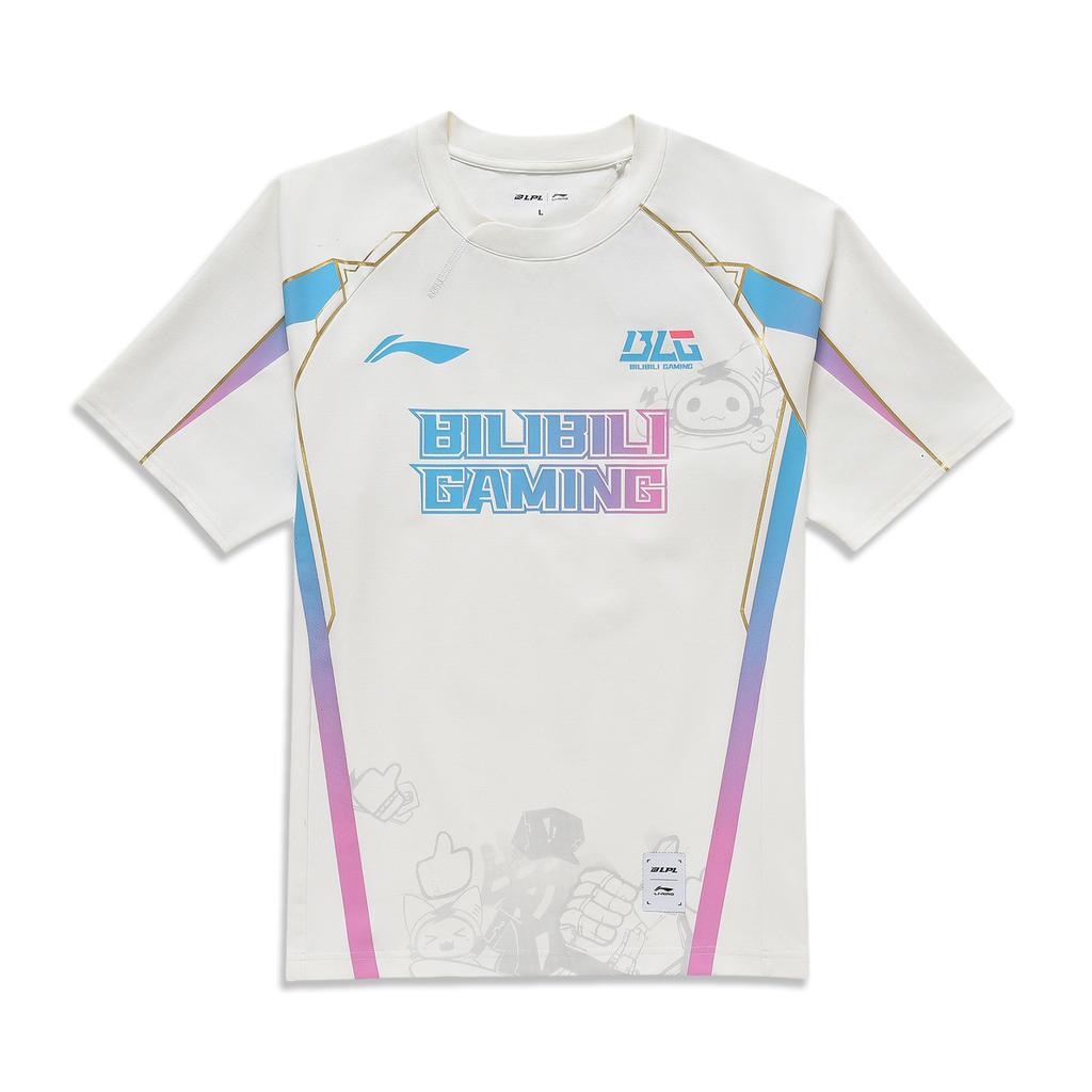 Li Ning E-Sports Series BLG Team Classic Comfortable Letter Pattern Raglan Short Sleeve T-Shirt Unisex Tops Off-White ATSU667-1