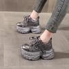 HS6798-51 Women's Rhinestone Platform Dad Shoes - Fall 2025 Trend, Hidden Heel, Thick-Soled, Super Soft Casual Sneakers.