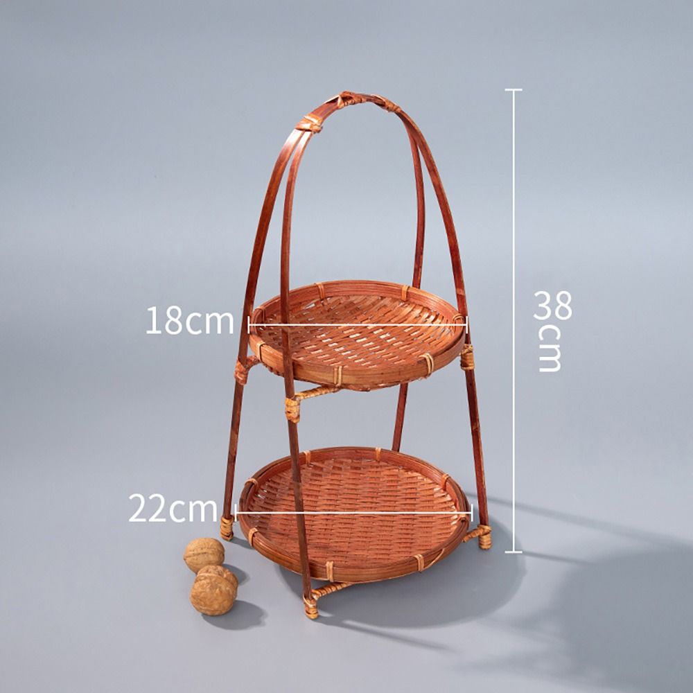1Pcs 1/2/3 Layers Storage Basket Multi-function Standing Tray Bamboo Woven Basket For Kitchen