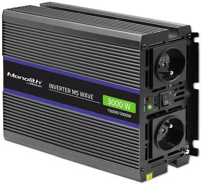 Автомобильный инвертор Qoltec Monolith 3000 MS Wave 1500 Вт/3000 Вт 12 В на 230 В (5901878519272)