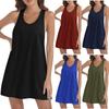 Женское модное однотонное платье трапециевидной формы без рукавов с круглым вырезом