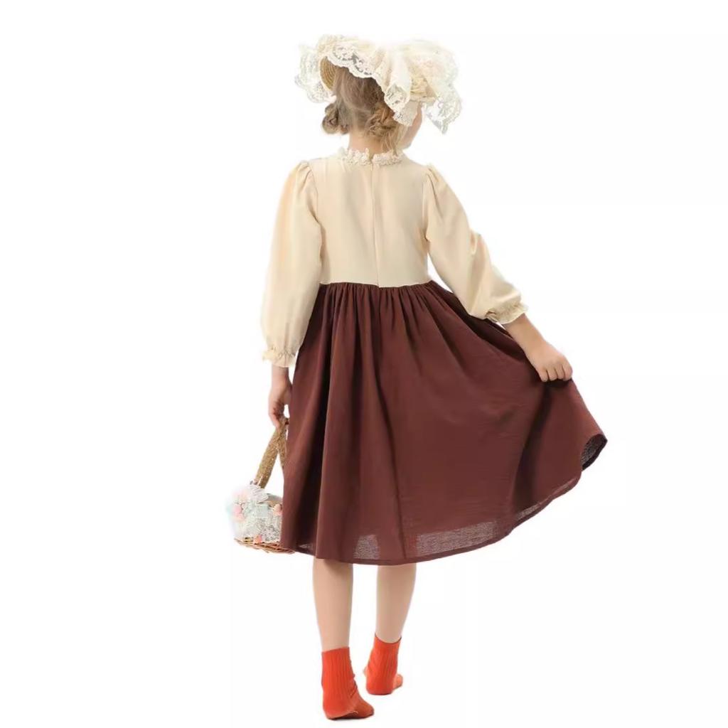 Хэллоуин Детский Костюм Этнический Винтажный Придворный Средневековый Пасторальный Фермерская Девушка Платье Принцессы