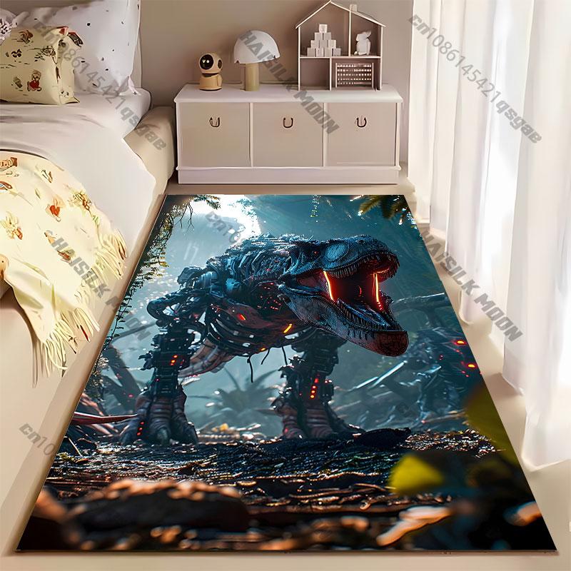 Futuristic robotic dinosaur jungle carpet Yoga living room room decor children's crawling mat doormat area rug games mat
