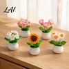 Crocheted Flower Decor Handmade Crochet Potted Sunflower Desktop Artificial Decoration Knit Plants Decor Gift for Women