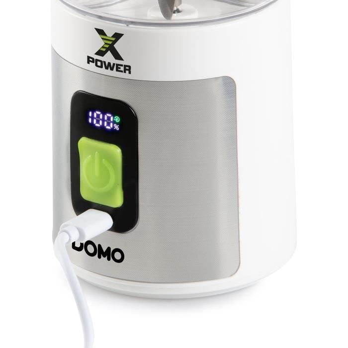 Blender Portable Sans Fil - DOMO - DO752BL - XPOWER - 120 W - 600 Ml - Blanc