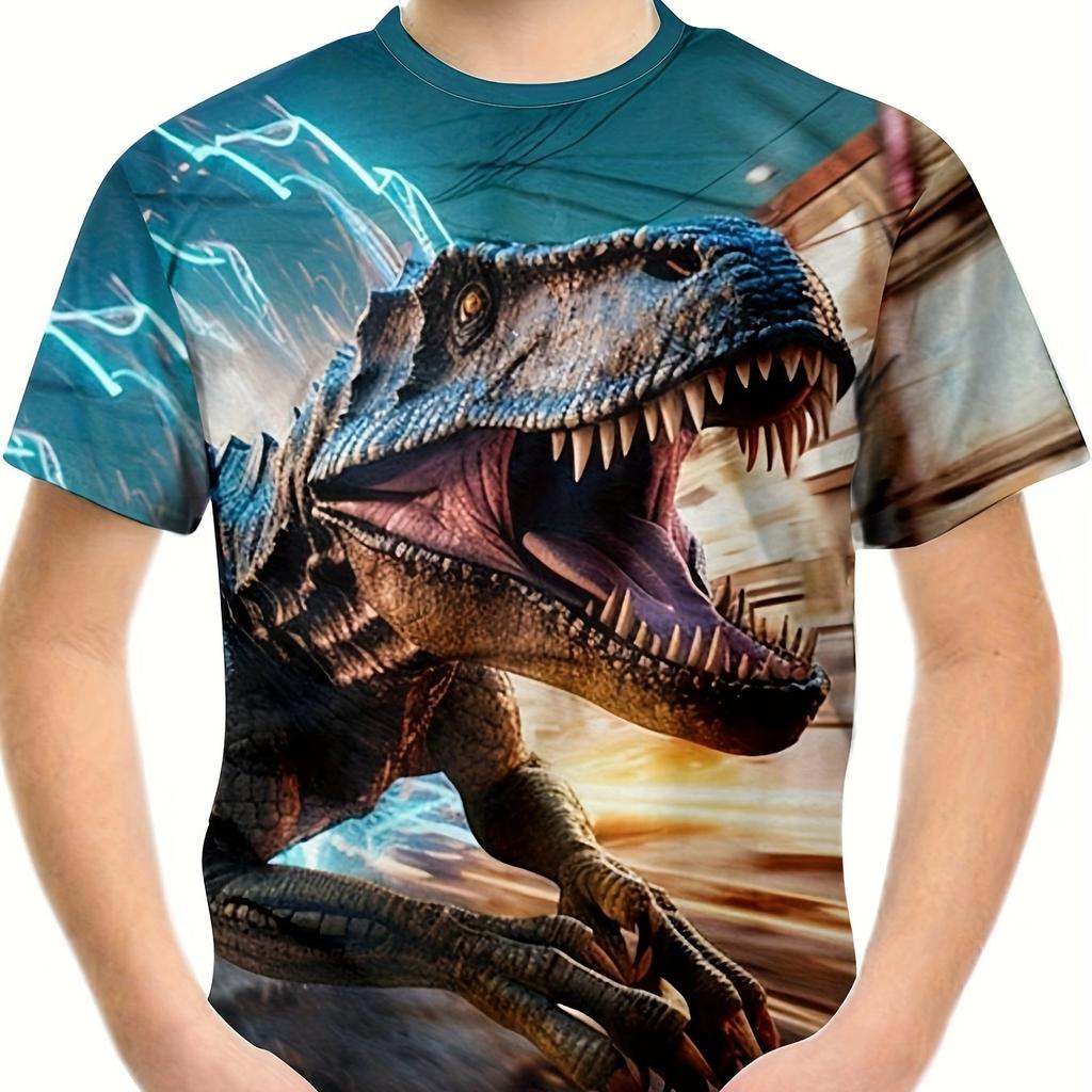 Children's Clothing Boys Tshirt Short Sleeve Girl T-Shirt 3D Cartoon Dinosaurs Casual Round Neck Tees Kids Summer Clothes Tops