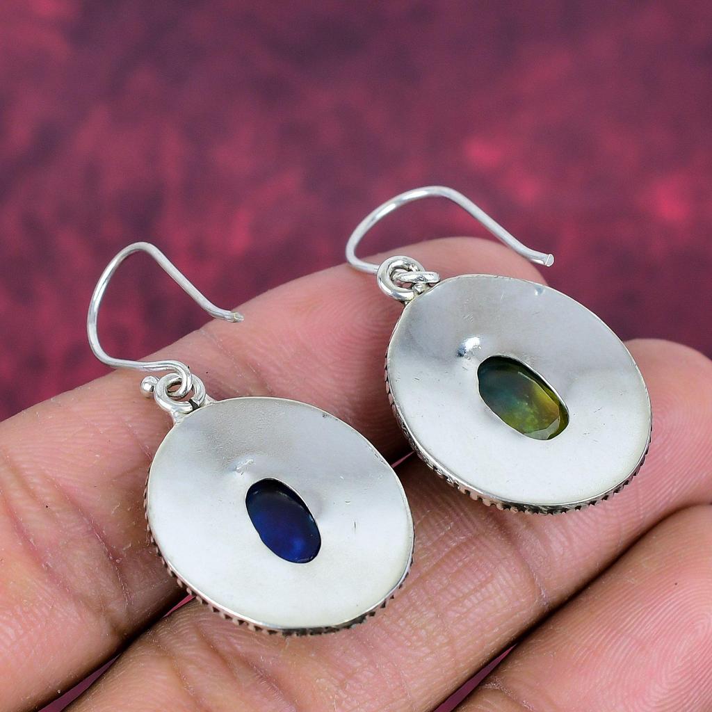 Серьги с аммолитом, драгоценные камни, серьги ручной работы из цельного серебра 925 пробы, ювелирные изделия последнего дизайна