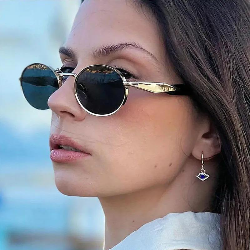 Steampunk Sunglasses Retro Women's Oval Sunglasses Fashion Men Punk Style Classic Retro Small Metal Brand Glasses UV400