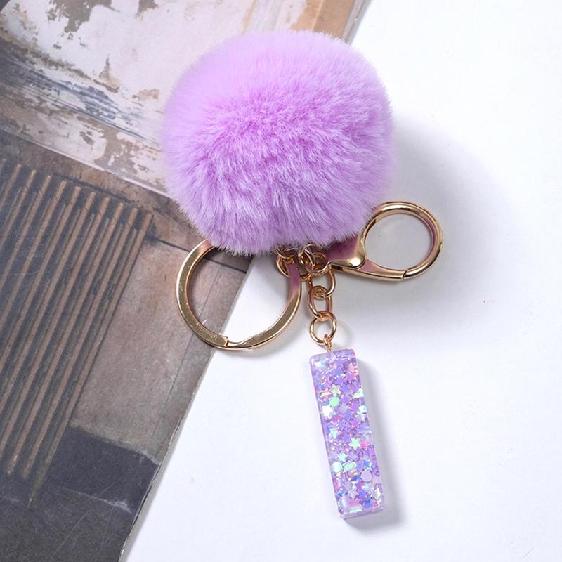 Милый фиолетовый шарик для волос 26 букв от A до Z брелок из смолы 26 инициалов кошелек подвеска брелок рюкзак подвески сумка Декор аксессуары