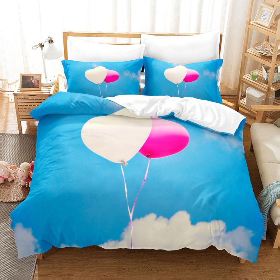 Комплект постельного белья с изображением воздушного шара Queen King Size, 3D Blue Sky White Cloud, детский комплект постельного белья из полиэстера для мальчиков и девочек