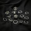 Silver Retro Punk Boho Ring Set 75