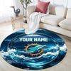 Custom Name,Miami Dolphins pattern round rug,Carpet Rug for Living Room Bedroom Playroom ,Non-slip Floor Mat,Holiday Gifts and Birthday Gifts.
