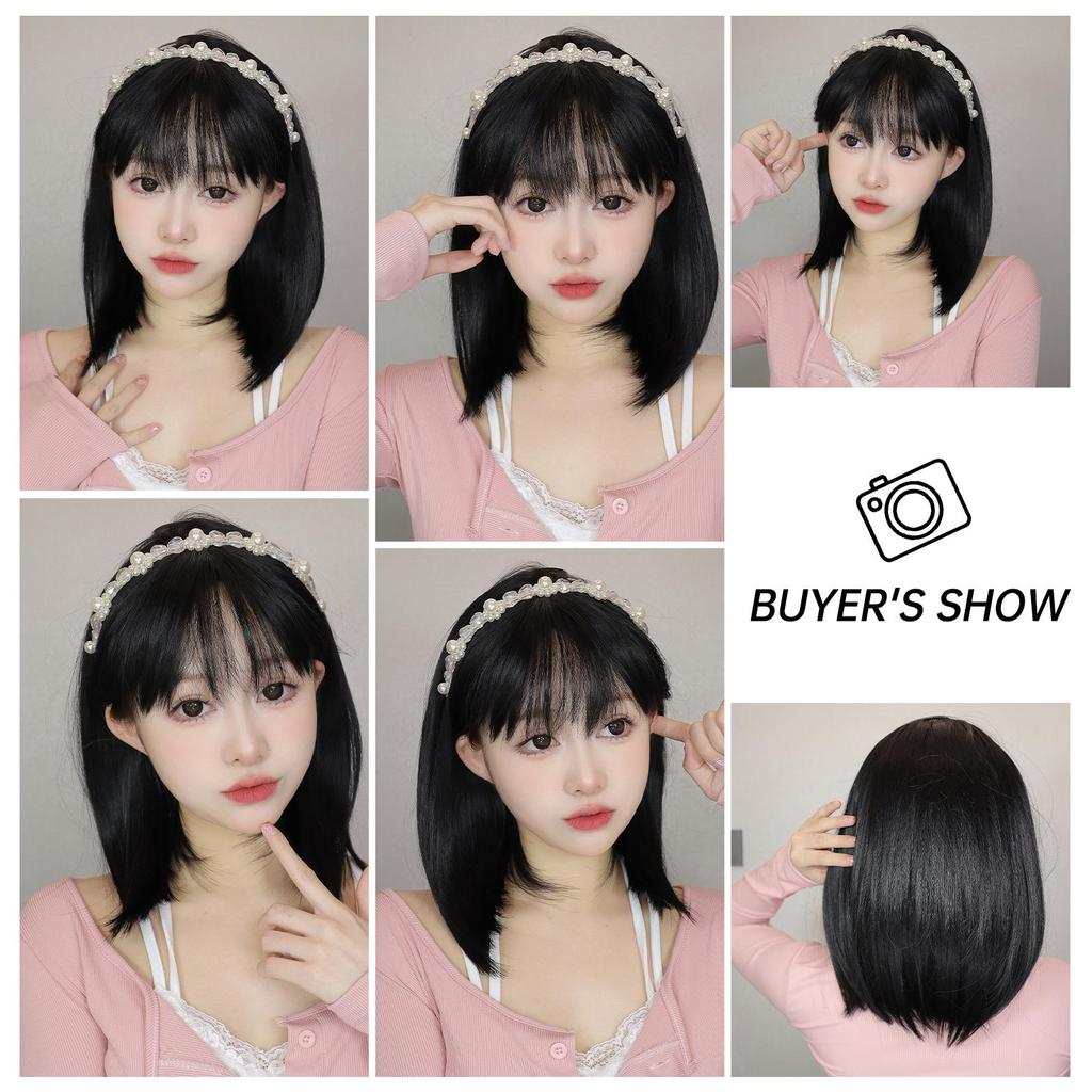 ALAN EATON Коричневые парики Боб с челкой, короткий прямой парик, натуральные волосы смешанного цвета для женщин, синтетический парик для повседневной вечеринки