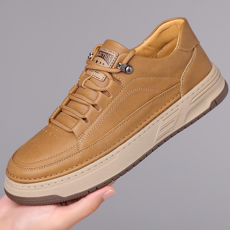 Fashion Autumn Platform Casual Sneakers for Men Fashion Cow Leather Soft-soled Men's Board Shoes Designer Sports Zapatos Para Hombre