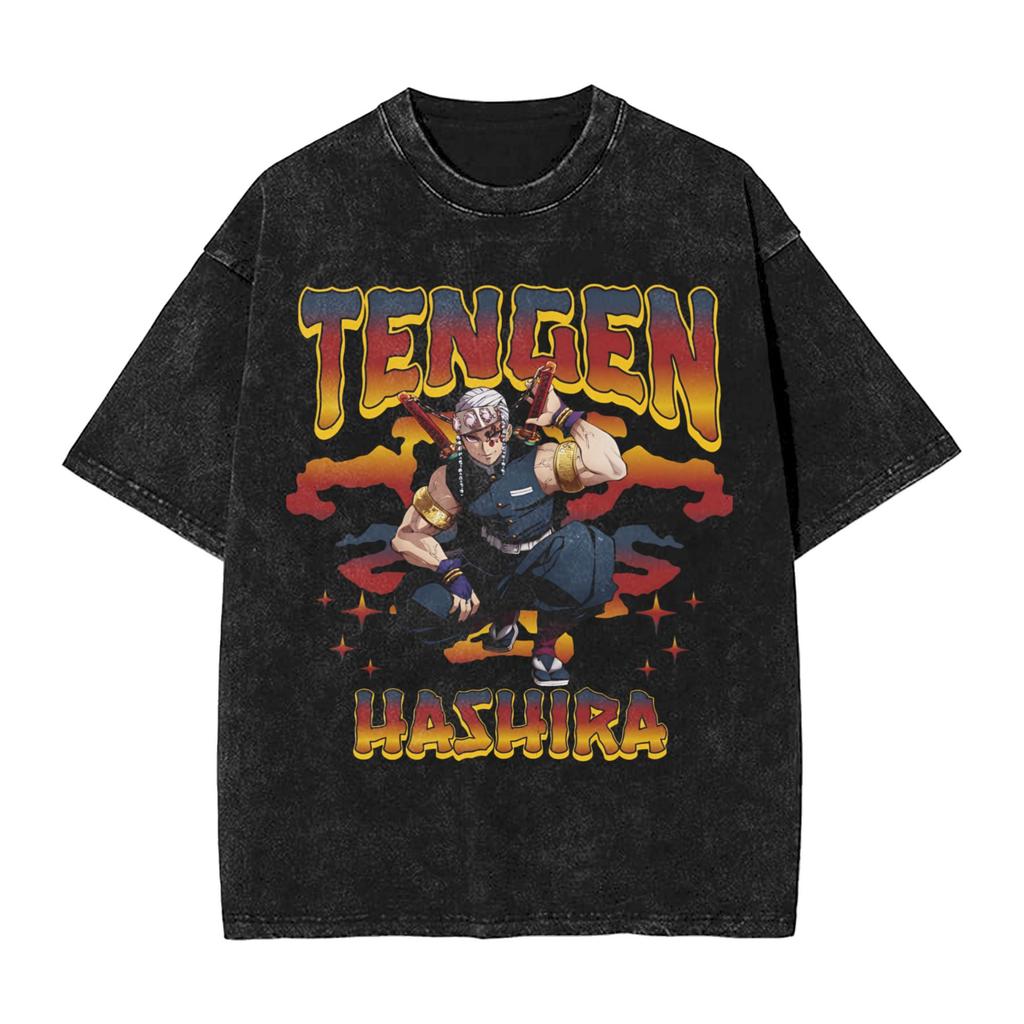 Demon Slayer Tokito Muichiro Mist Breathing Printed Tshirt Mens and Womens Washed Tshirt High Quality Vintage Cotton Tshirt