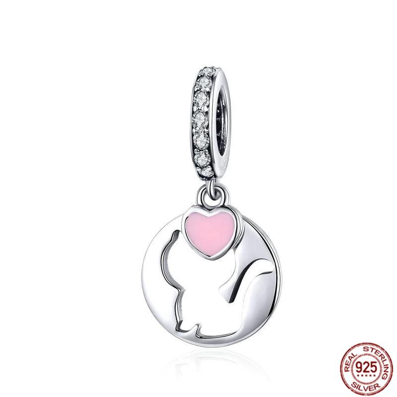 Подходят оригинальные браслеты, подвески, ювелирные изделия, новые S925 стерлингового серебра, сверкающие бусины камеры, семейное дерево, воздушный шар, щенок, кошка, кулон