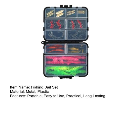 Набор искусственных приманок и рыболовных аксессуаров для рыбалки на открытом воздухе с ящиком для снастей, реалистичный дизайн, яркие цвета, острые джиг-крючки для рыбы, рыболовные инструменты