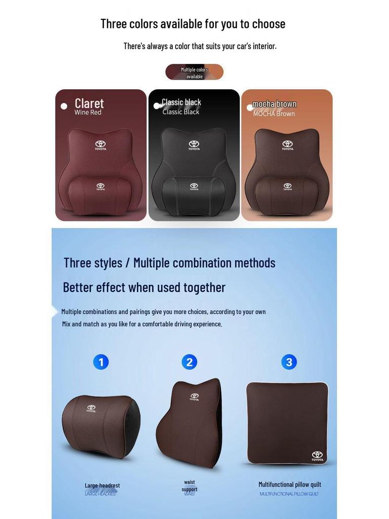 Подушка для подголовника и поясничной поддержки автомобиля для Toyota Corolla, RAV4, Camry, Highlander, Avalon